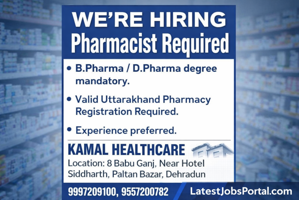 Pharmacist job in Dehradun